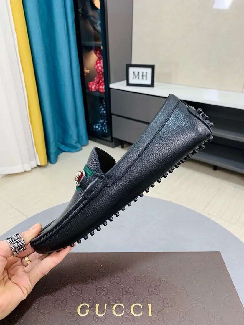 Men's men's shoes 💰458🌹🌹 Comes with packaging [GUCCI Gucci] original men's casual beanie shoes, original Italian imported special material cowhide embossing➕real first-layer sheepskin lining; equipped with precision stitching to highlight low-key luxury. The comfortable sole design maximizes the comfort and anti-slip properties of the shoe. The shoe shape is dignified and the low-key charm is not concealed! Natural and free new urbanism, code number: 38-44